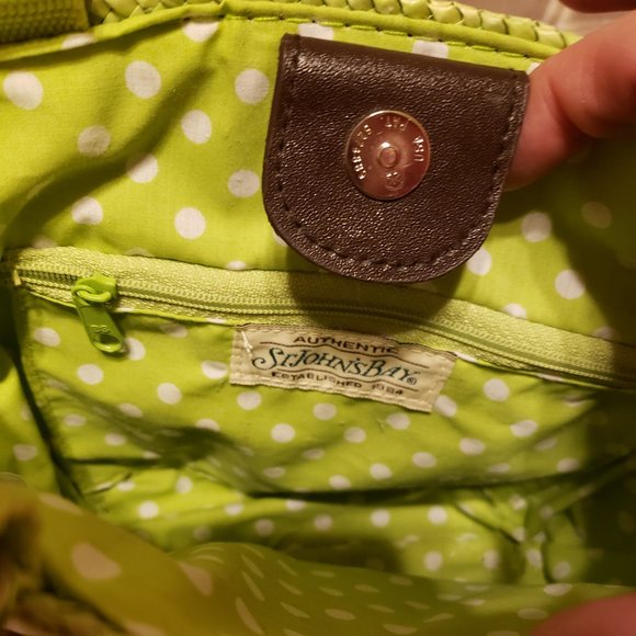 St John's Bay Lime Green Purse with Bamboo Handles - Picture 3 of 5